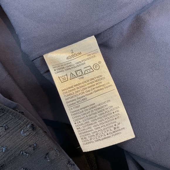 Banana Republic Dress Womens 2 Navy Blue 3/4 Sleeve Tucks Ruffles Sheer Lined - Picture 11 of 12